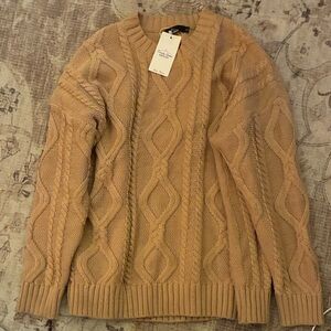 Cozy Tan Cable Knit Sweater